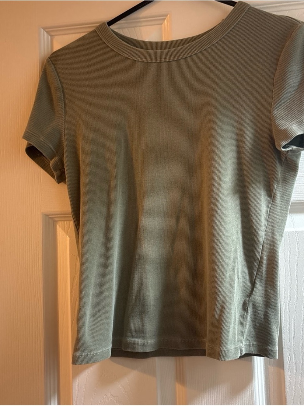 Old Navy Sage Green Ribbed Short Sleeve Basic Tee